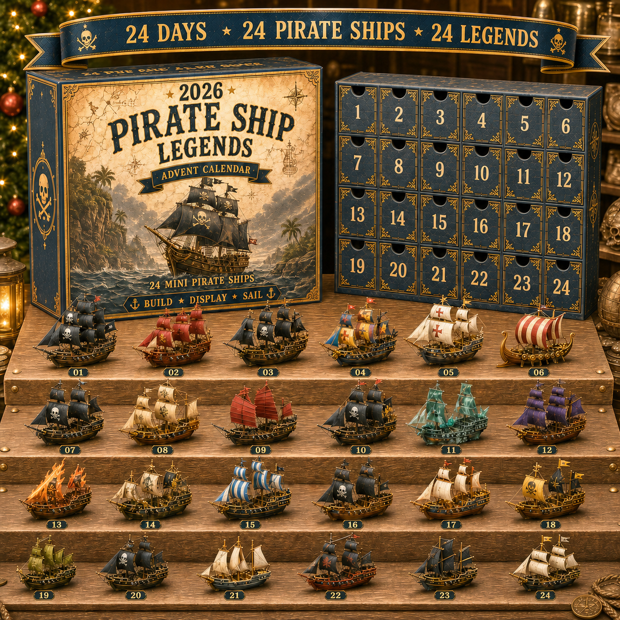 Complete Pirate Ship Legends 24 miniature ship lineup