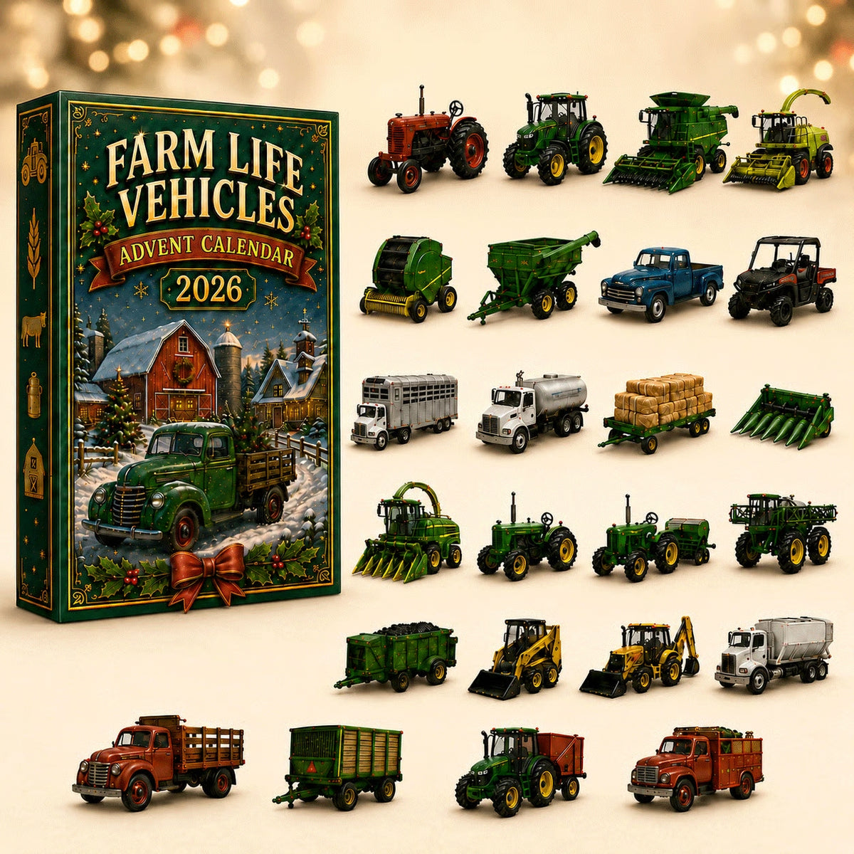 Farm Life Vehicles Advent Calendar 2026 with 24 miniature farm vehicles
