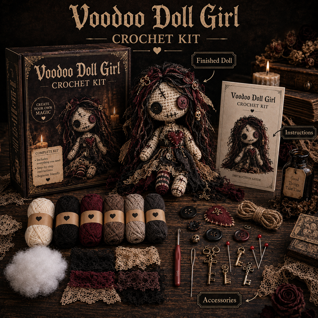 👑Midnight Macabre Crochet DIY Collection 🕯️- BUY 3 GET 1 FREE(4 PCS)