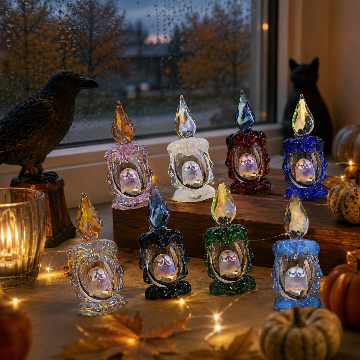 Ghost in a Candle Glass Figurine 👻🕯️ – Handmade Halloween Decor