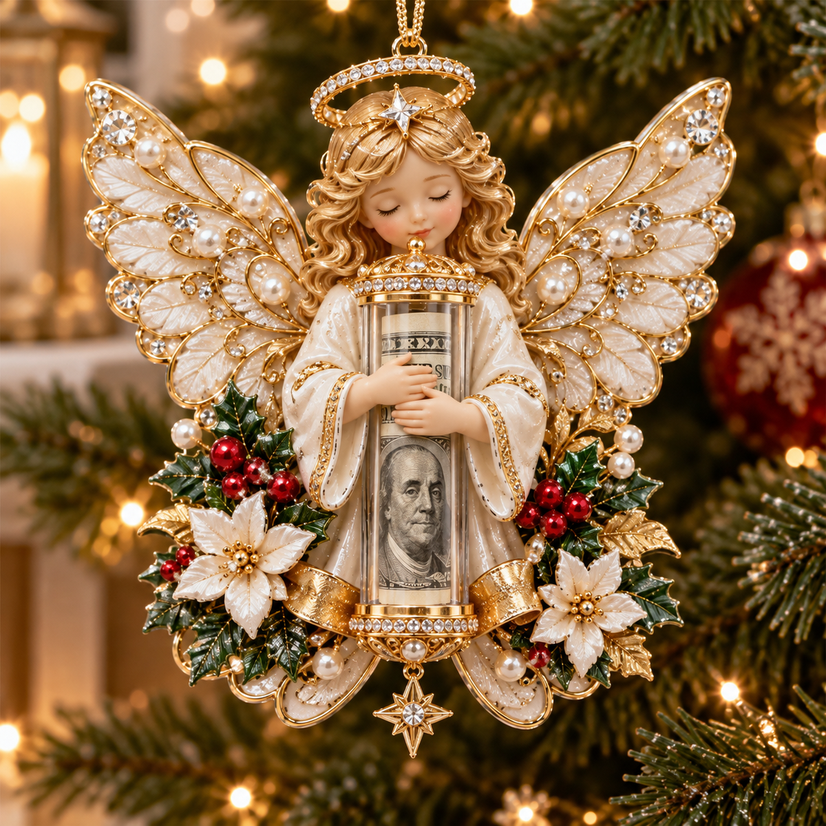 👼 Christmas Blessing Angel Cash Keeper Ornament™ | A Meaningful Money Gift Keepsake