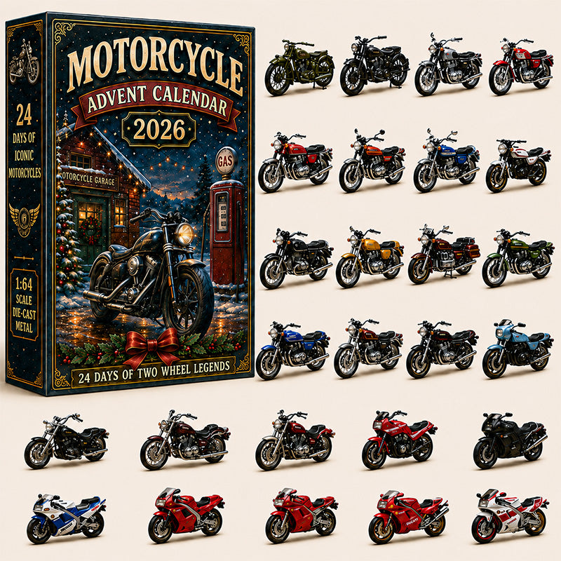 Motorcycle Advent Calendar 2026 with complete miniature motorcycle collection