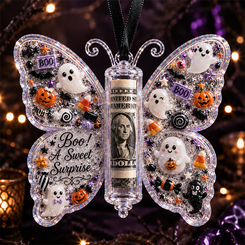 Ghost Halloween Butterfly Cash Holder Ornament