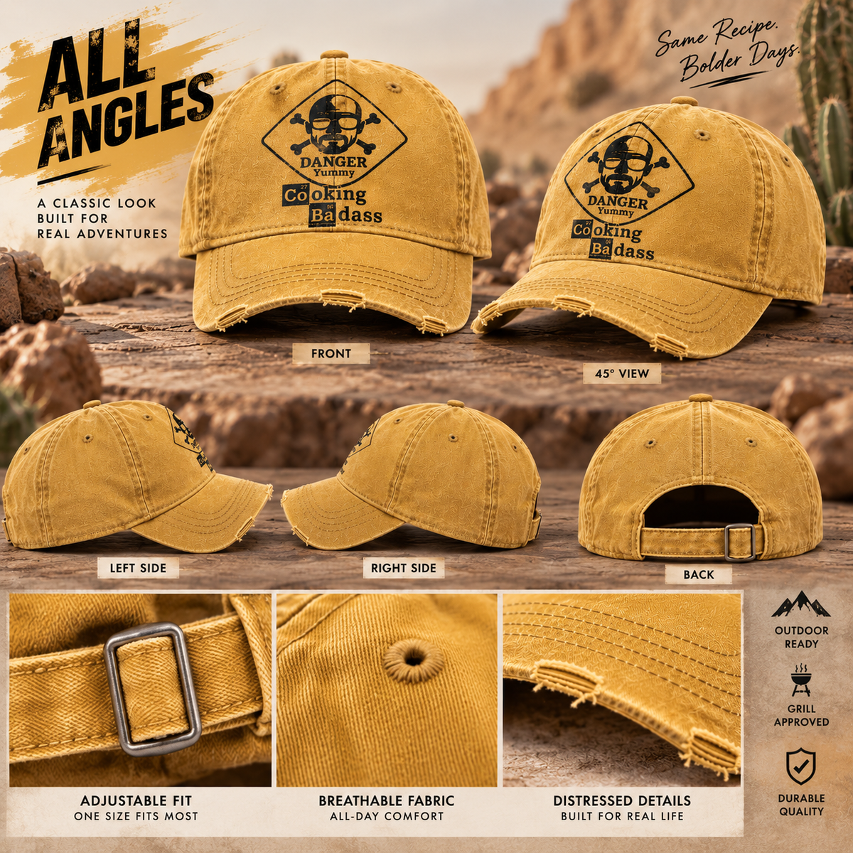 ☣️🔥 Cooking Badass Vintage Washed Cap™ – Danger Yummy Distressed Hat