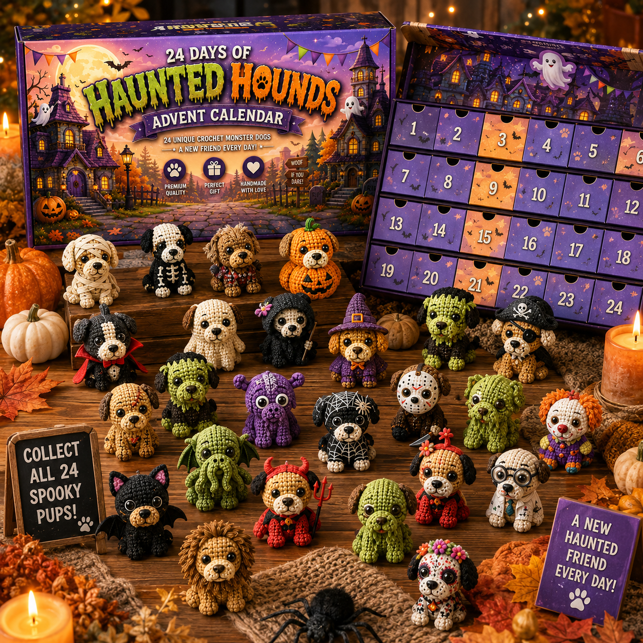 👻🐾 24 Days of Haunted Hounds – Halloween Crochet Dog Advent Calendar 🎃