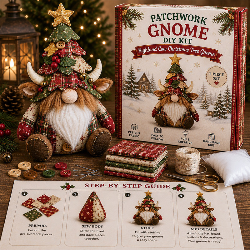 DIY Patchwork Christmas Tree Gnome Kit 🎄🧵
