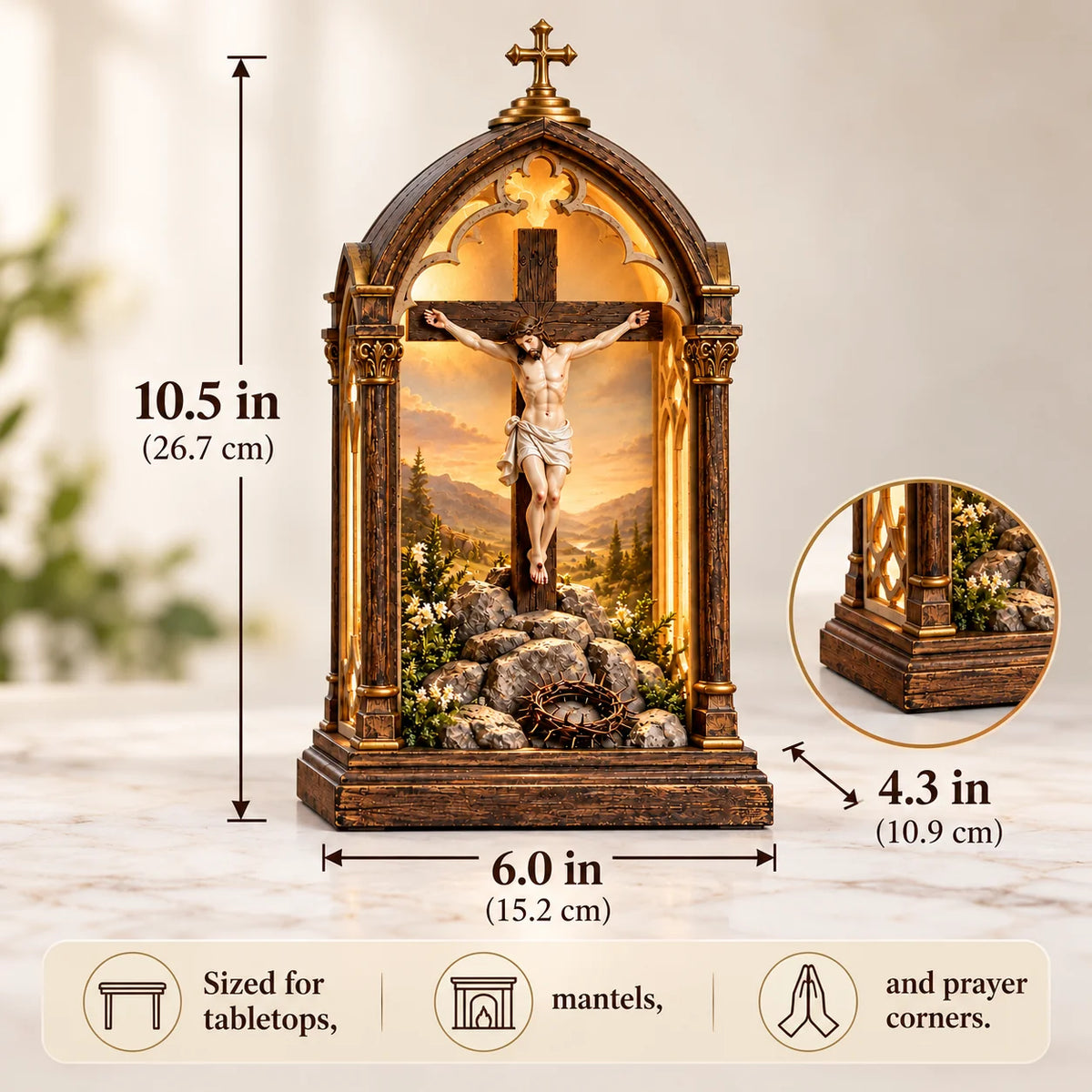 ⏰Limited Stock 50% OFF - ✝️ Illuminated Calvary Devotional Shrine | Warm Christian Prayer Décor