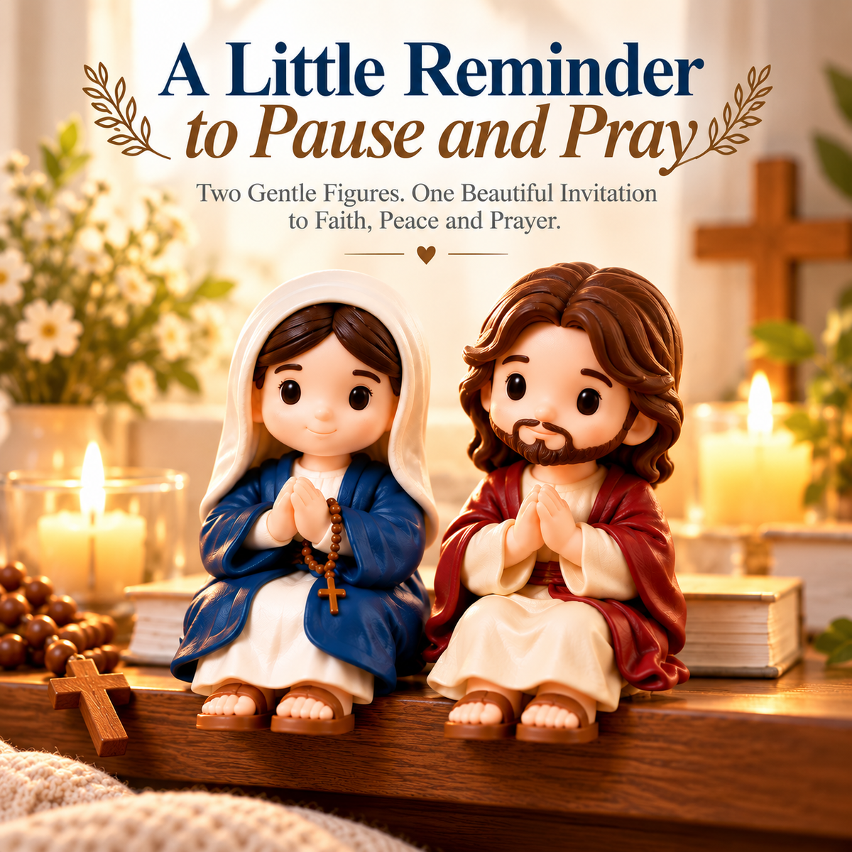 🙏 A Little Reminder To Pause & Pray ❤️ Mary & Jesus Faith Figurines