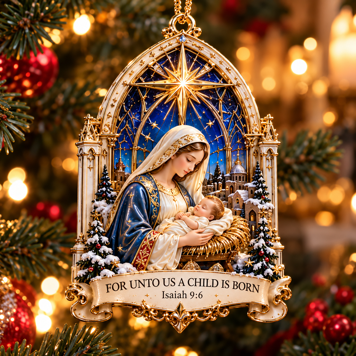 ✨ The Promise of Christmas— 6-Piece Christian Nativity Ornament Collection