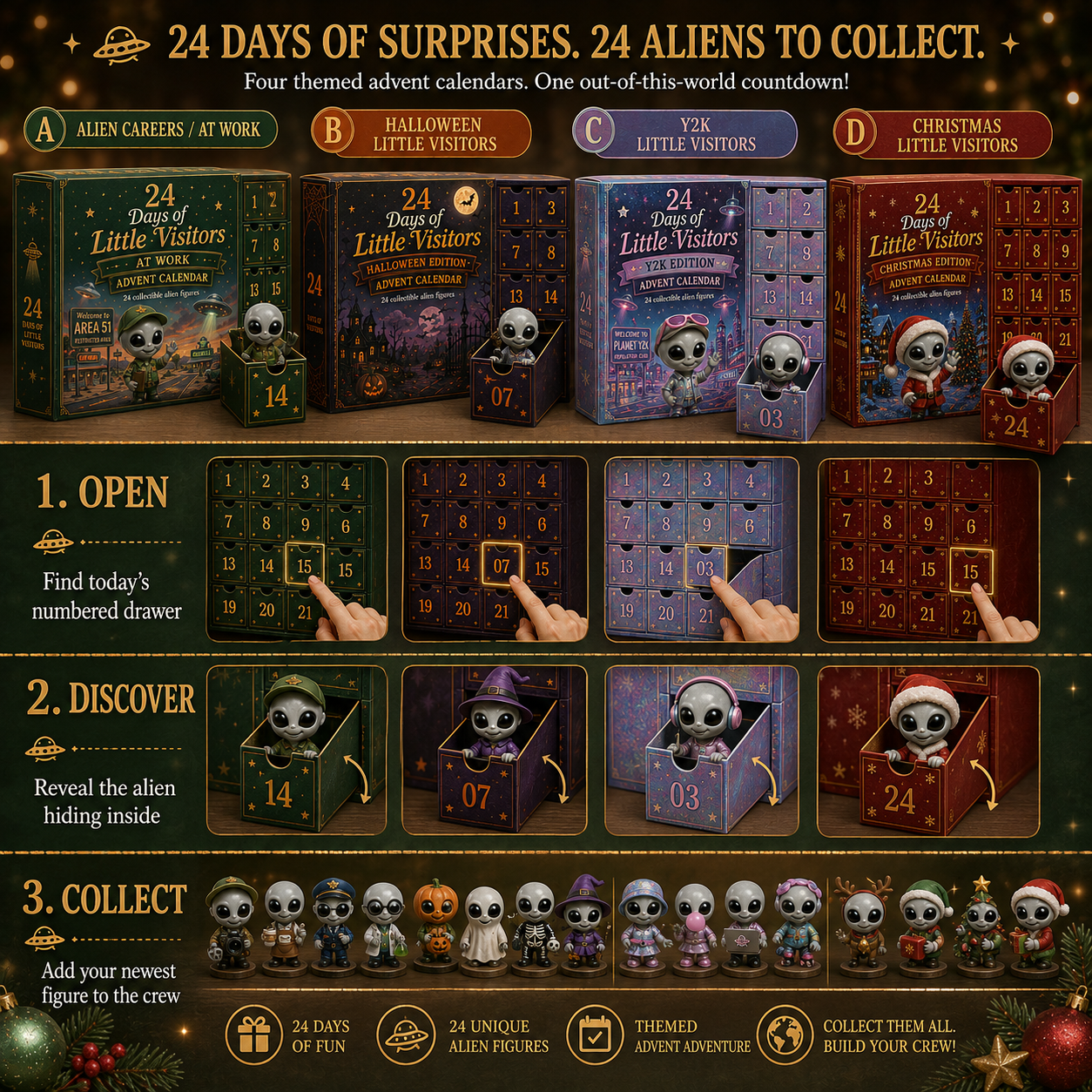 ⏰Limited Stock 50% OFF -👽✨ 2026 Little Visitors Advent Calendar – 24 Days of Alien Surprises