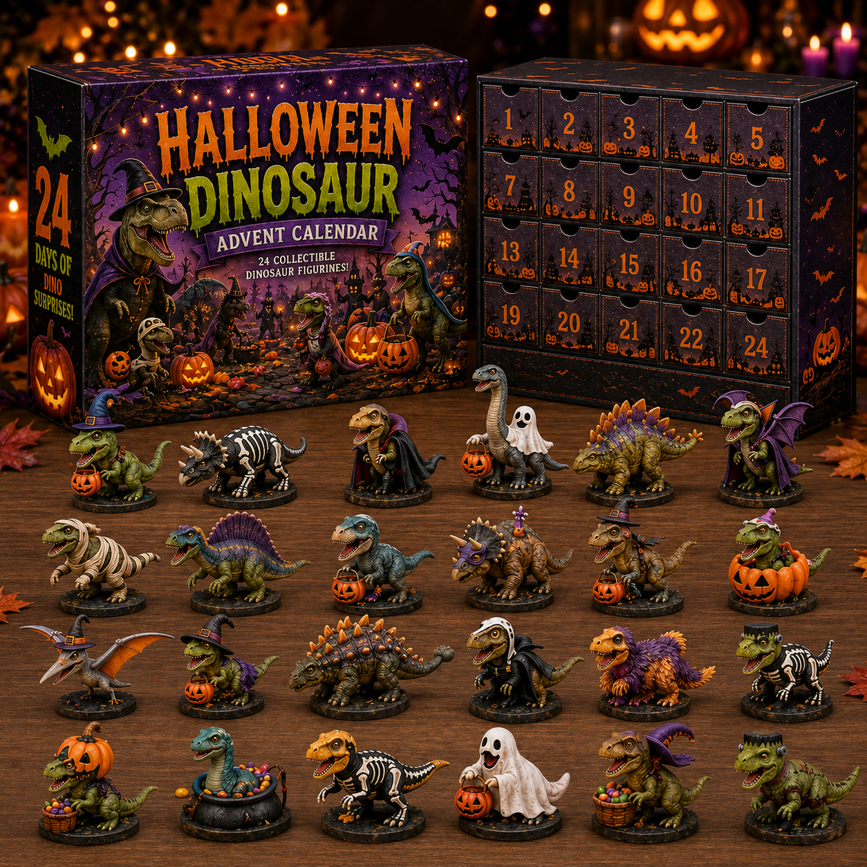 🎃🦖 2026 Halloween Dinosaur Advent Calendar – 24 Spooky Collectible Dino Figurines & Daily Surprises