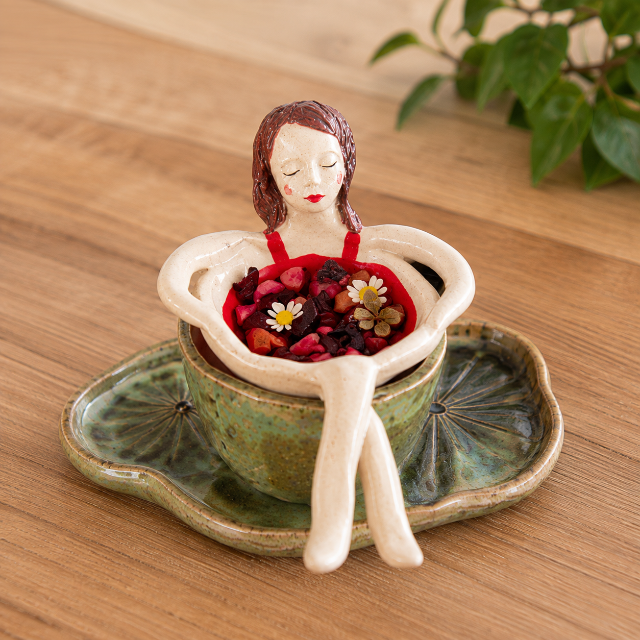 ☕Whimsical Sitting Lady Ceramic Tea Strainer Collection