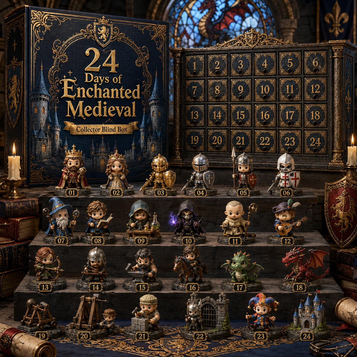 🏰 24 Days of Medieval Kingdom Advent Calendar – Knights, Dragons & Castle Collectibles 🐉⚔️