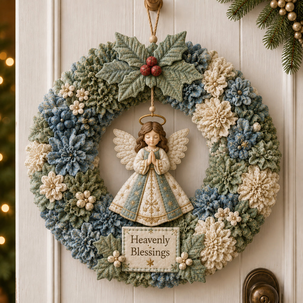 Heavenly Blessings Angel 3D Fabric Poke Wreath