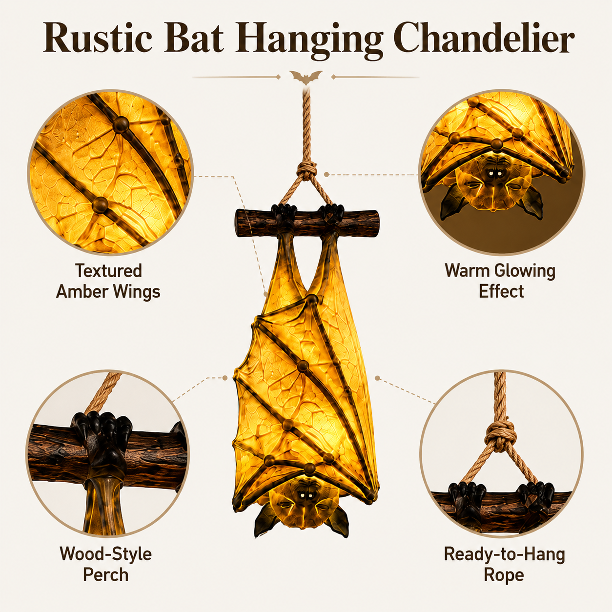 🦇✨ Bat Hanging Chandelier (3 pcs)