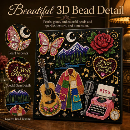 🔥 LAST DAY 50% OFF – 🎤 💕 Premium 3D Pearl Country Music Tribute Art Kit | Luxury Flocked Canvas with Scratch-Resistant Non-Fading Acrylic Resin Pearls & Faceted Drills DIY Keepsake Decor 💎✨