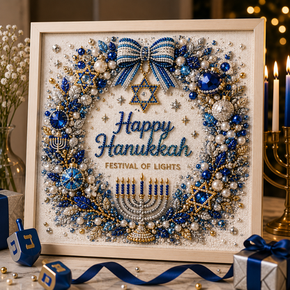 🎁Eight Nights of Light 🕎✨ – DIY Hanukkah Pearl Art Kit