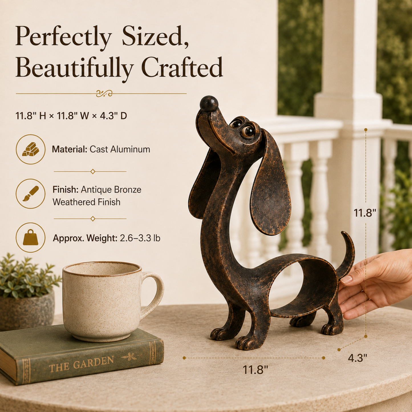 🐶 Forever Dachshund Antique Bronze Sculpture