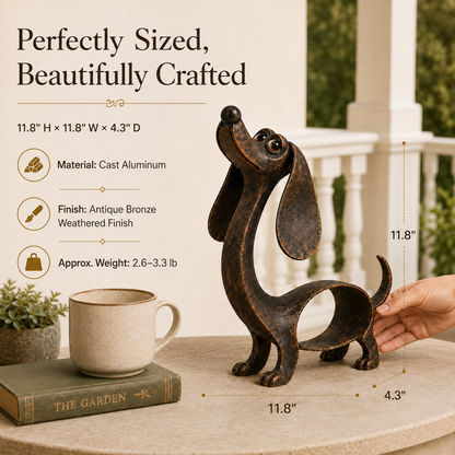 🐶 Forever Dachshund Antique Bronze Sculpture