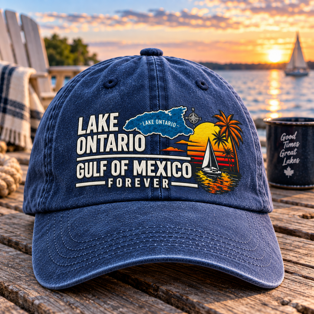 Lake Ontario and Gulf Forever Vintage Embroidered Cap