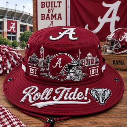 🏈 Roll Tide Crimson Boonie Hat – Alabama Football Game Day Hat