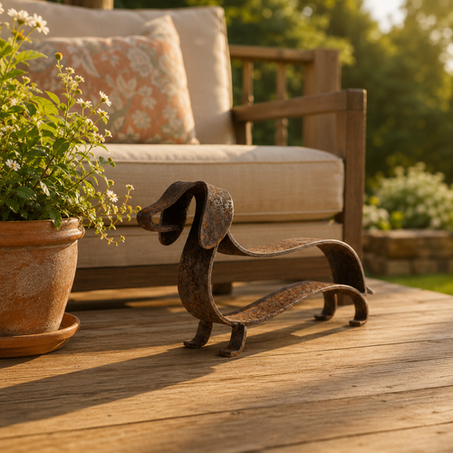 🐾 Rustic Long Dog Metal Sculpture