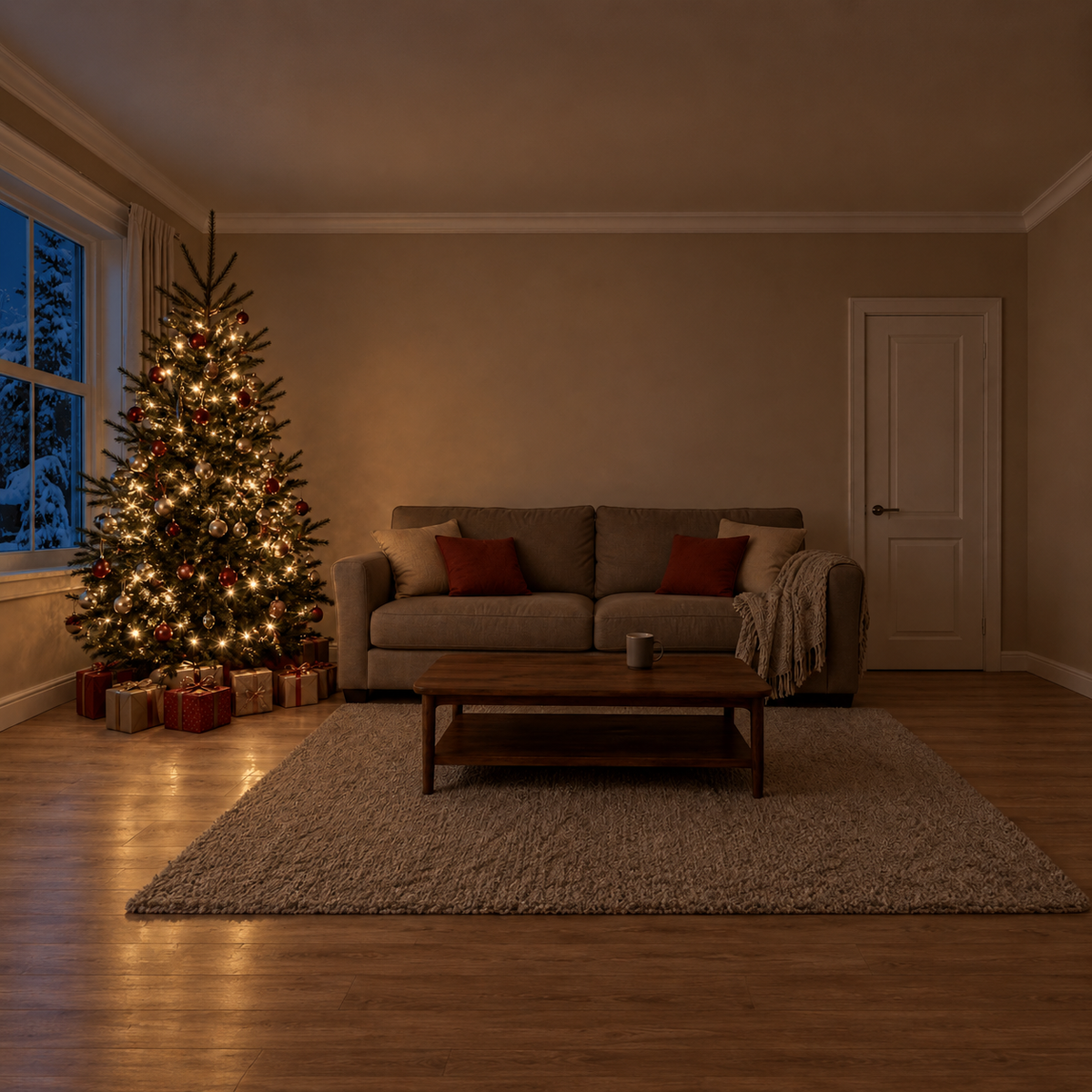 Christmas living room before NoelGlow projection