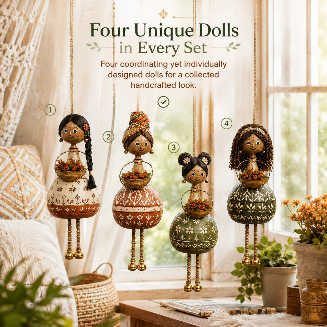 🌸 Dancing Garden Sisters | 4 Piece Rotating Hanging Doll Ornaments