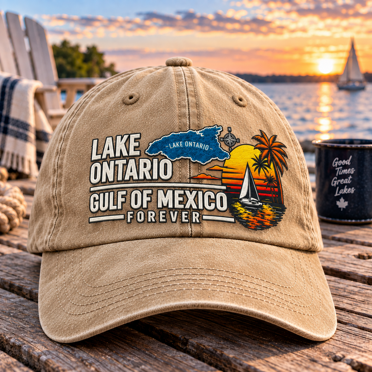 🔥 Lake Ontario & Gulf Forever Vintage Embroidered Cap 🌊