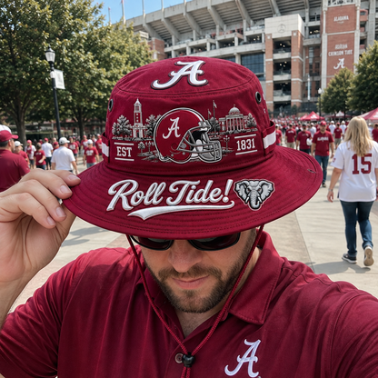 🏈 Roll Tide Crimson Boonie Hat – Alabama Football Game Day Hat