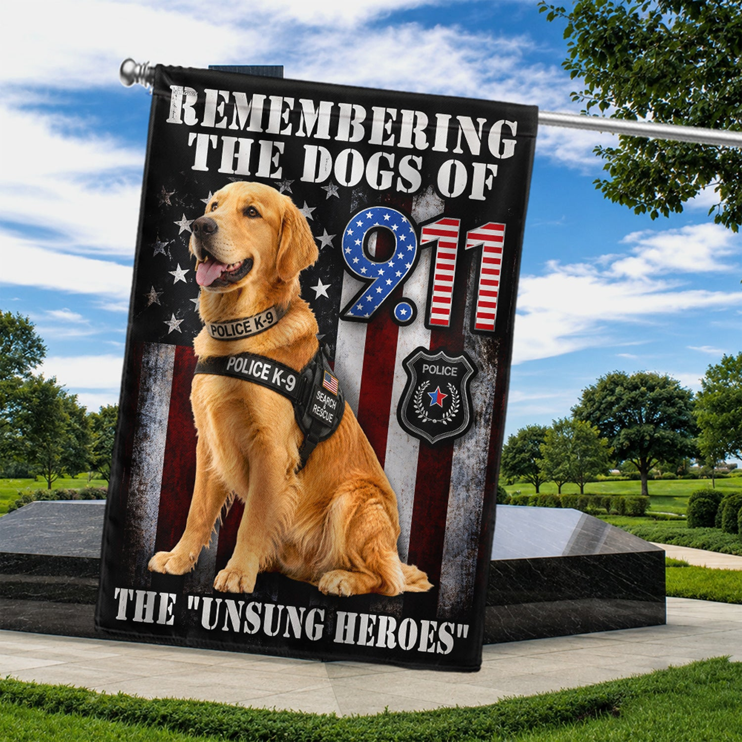 🇺🇸 9/11 K9 Heroes Memorial Flag | Remembering the Unsung Search & Rescue Dogs