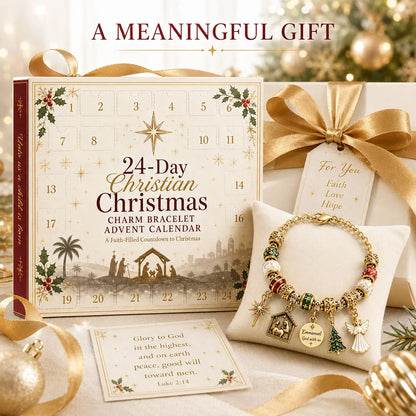 ⏳ Last Day 54% OFF – ✝️ 24-Day Christian Christmas Charm Bracelet Advent Calendar | 16 Faith-Inspired Charms & 8 Decorative Beads to Build a Meaningful Keepsake Bracelet 🎄