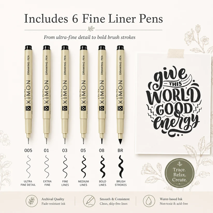 Quiet Lines™ Ink Tracing Art Book ✍️ | Beginner-Friendly Relaxing Creative Set