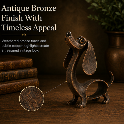 🐶 Forever Dachshund Antique Bronze Sculpture
