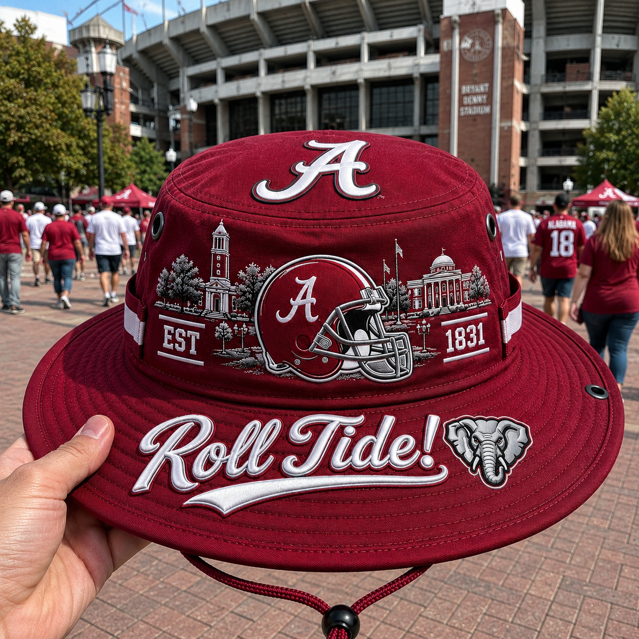 🏈 Roll Tide Crimson Boonie Hat – Alabama Football Game Day Hat