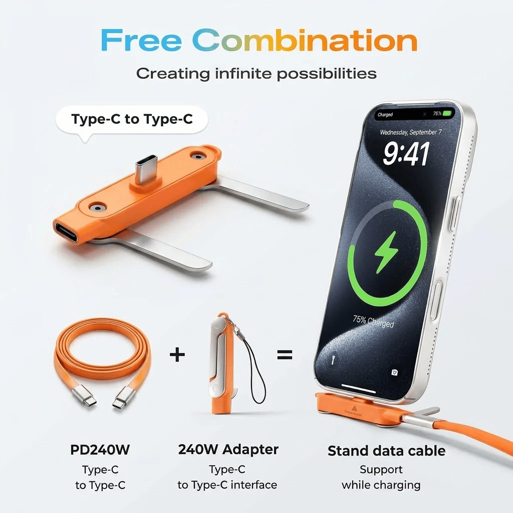 🔥Fast-Charging Cable with Detatchable Stand🔥