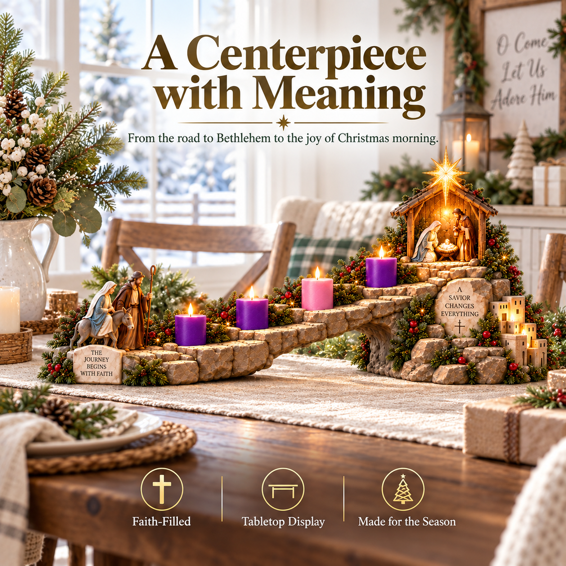 ⏰ LAST DAY 50% OFF-✝️Four Weeks to Bethlehem™ | Lighted Nativity Advent Collection 🕯️