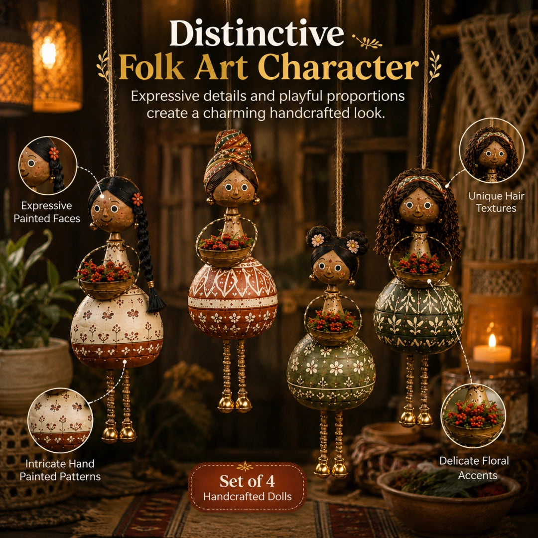 🌸 Dancing Garden Sisters | 4 Piece Rotating Hanging Doll Ornaments