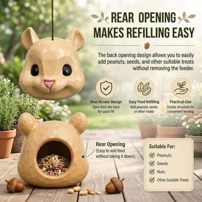 🐿️ Funny Squirrel Mask Feeder | Hanging Backyard Nut Feeder & Garden Decor