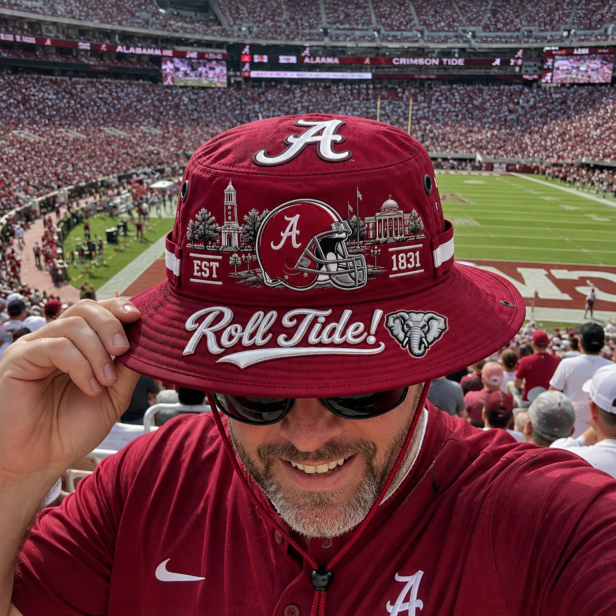 🏈 Roll Tide Crimson Boonie Hat – Alabama Football Game Day Hat