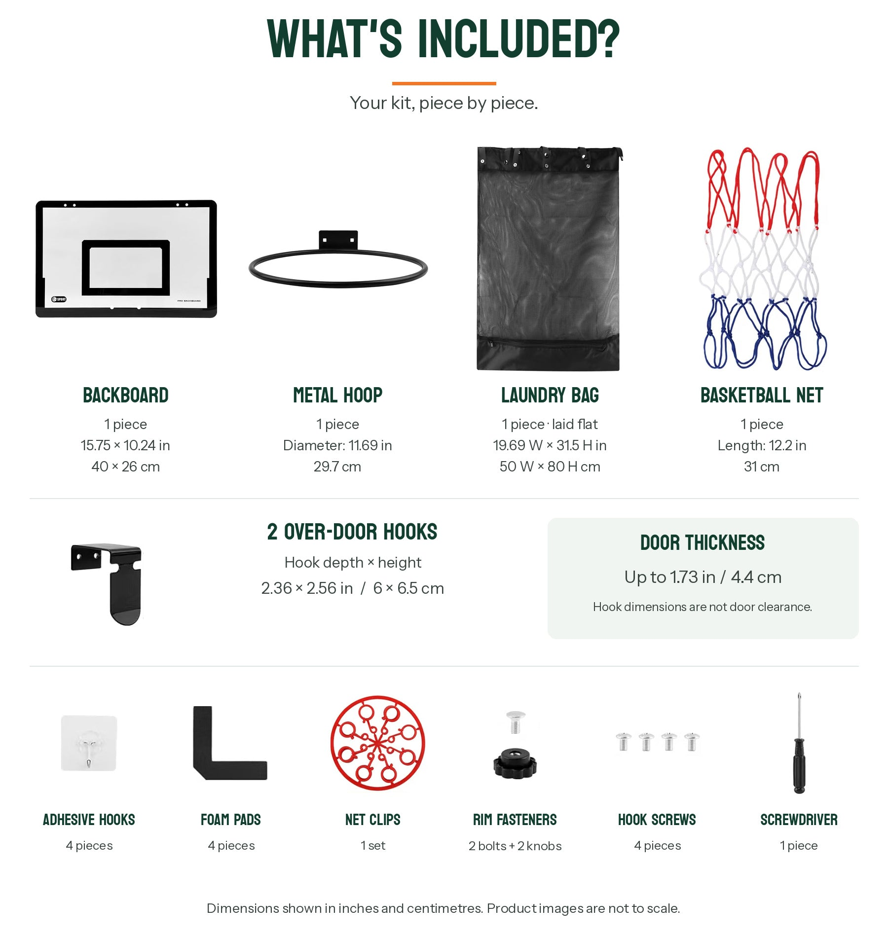 HoopDrop package contents and dimensions