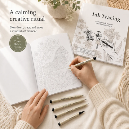 Quiet Lines™ Ink Tracing Art Book ✍️ | Beginner-Friendly Relaxing Creative Set