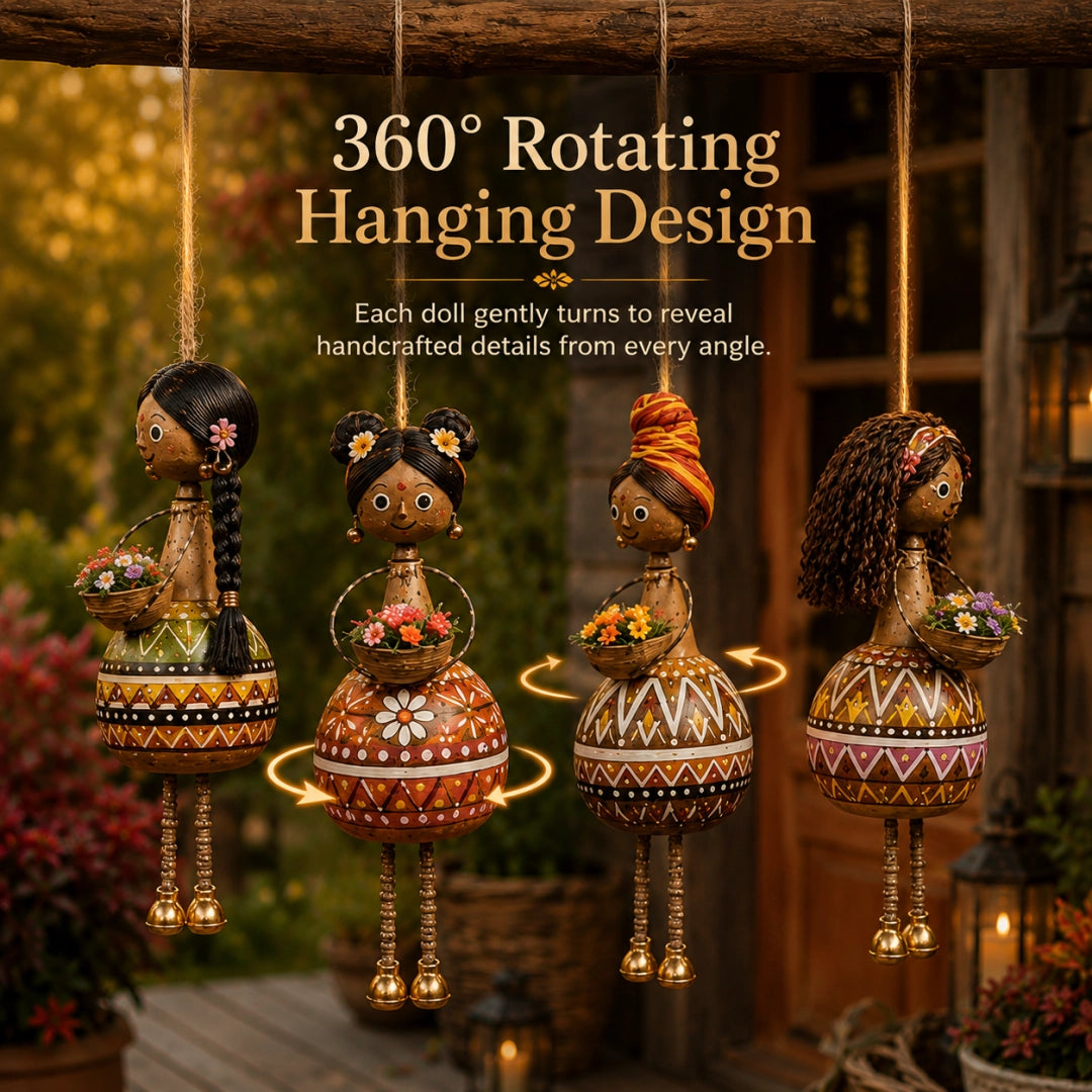 🌸 Dancing Garden Sisters | 4 Piece Rotating Hanging Doll Ornaments