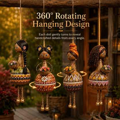🌸 Dancing Garden Sisters | 4 Piece Rotating Hanging Doll Ornaments