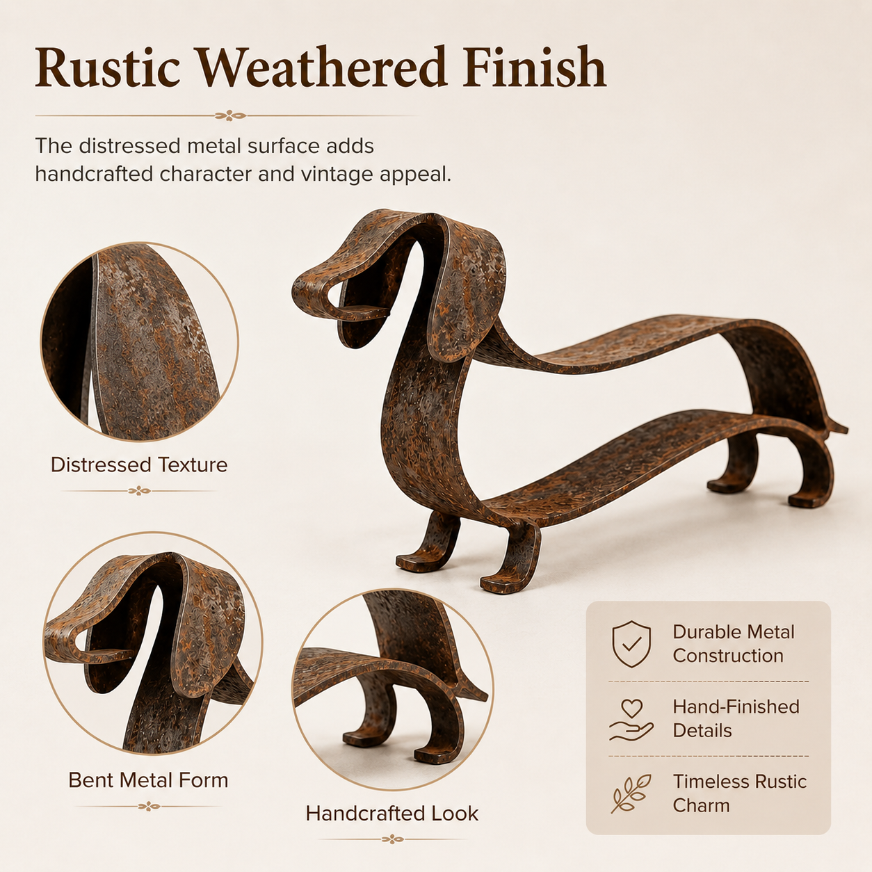 🐾 Rustic Long Dog Metal Sculpture