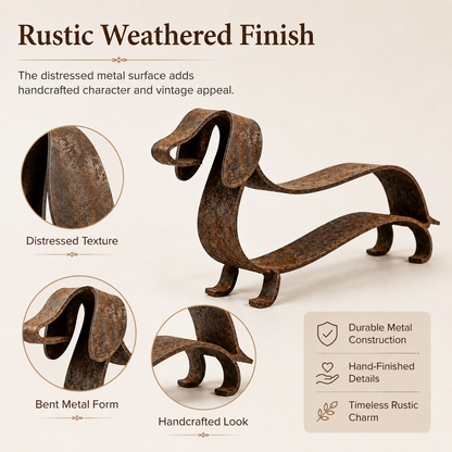 🐾 Rustic Long Dog Metal Sculpture