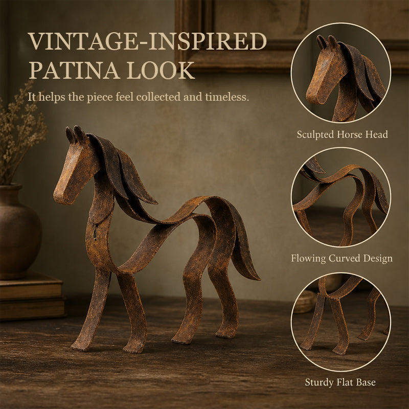 🐎 Wild Spirit Vintage Metal Horse Sculpture