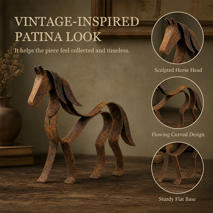 🐎 Wild Spirit Vintage Metal Horse Sculpture