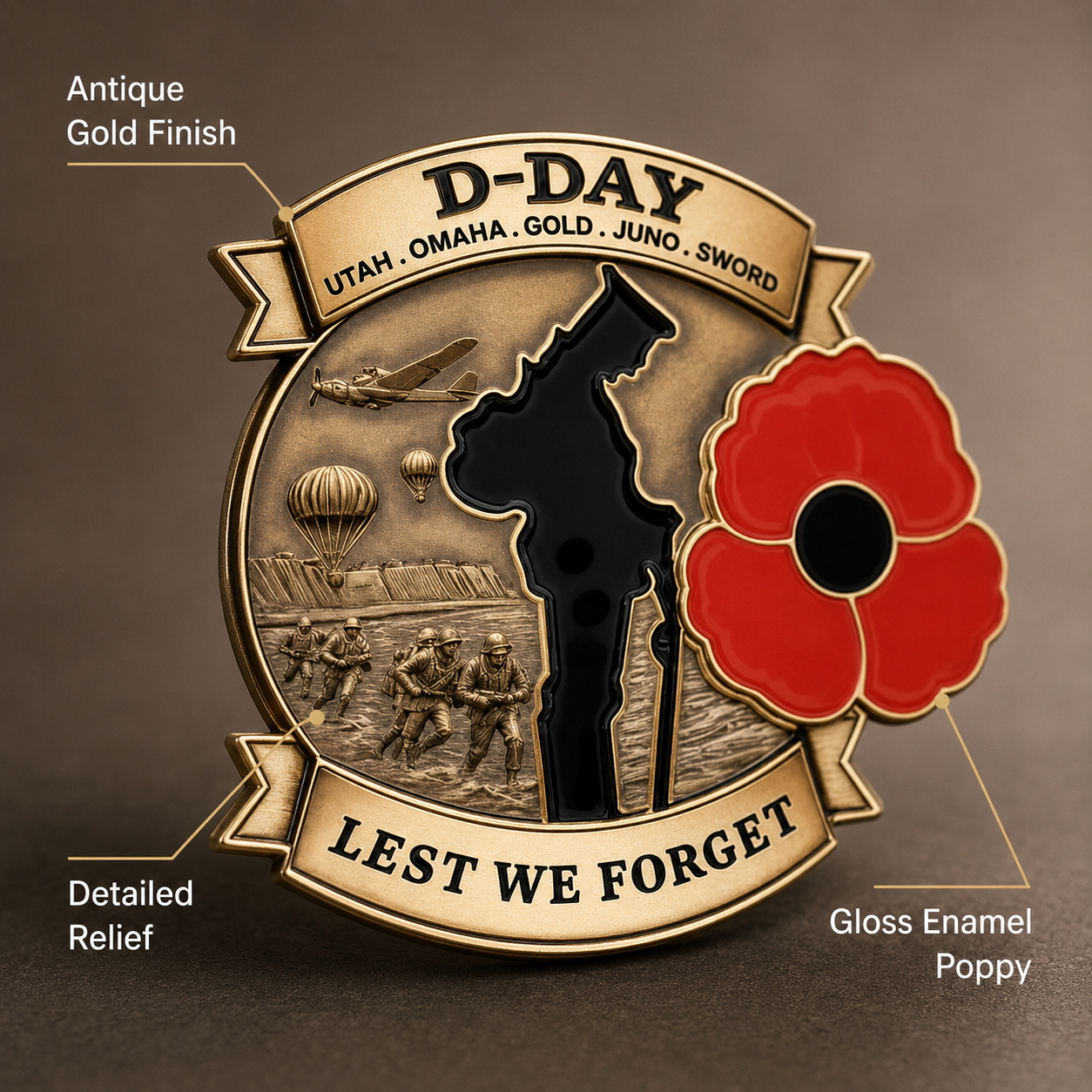 Limited Edition D-Day “Lest We Forget” Commemorative Brooch