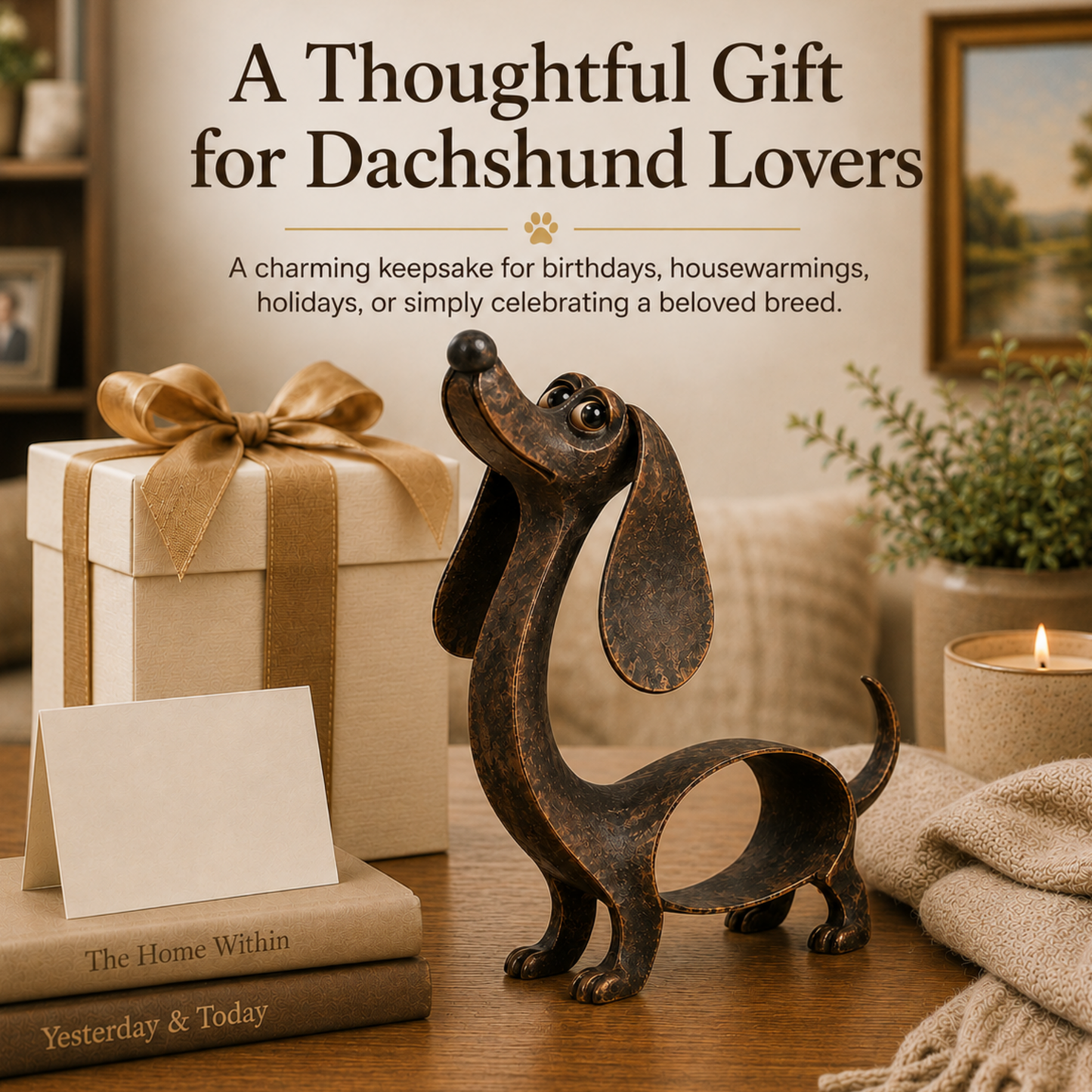 🐶 Forever Dachshund Antique Bronze Sculpture